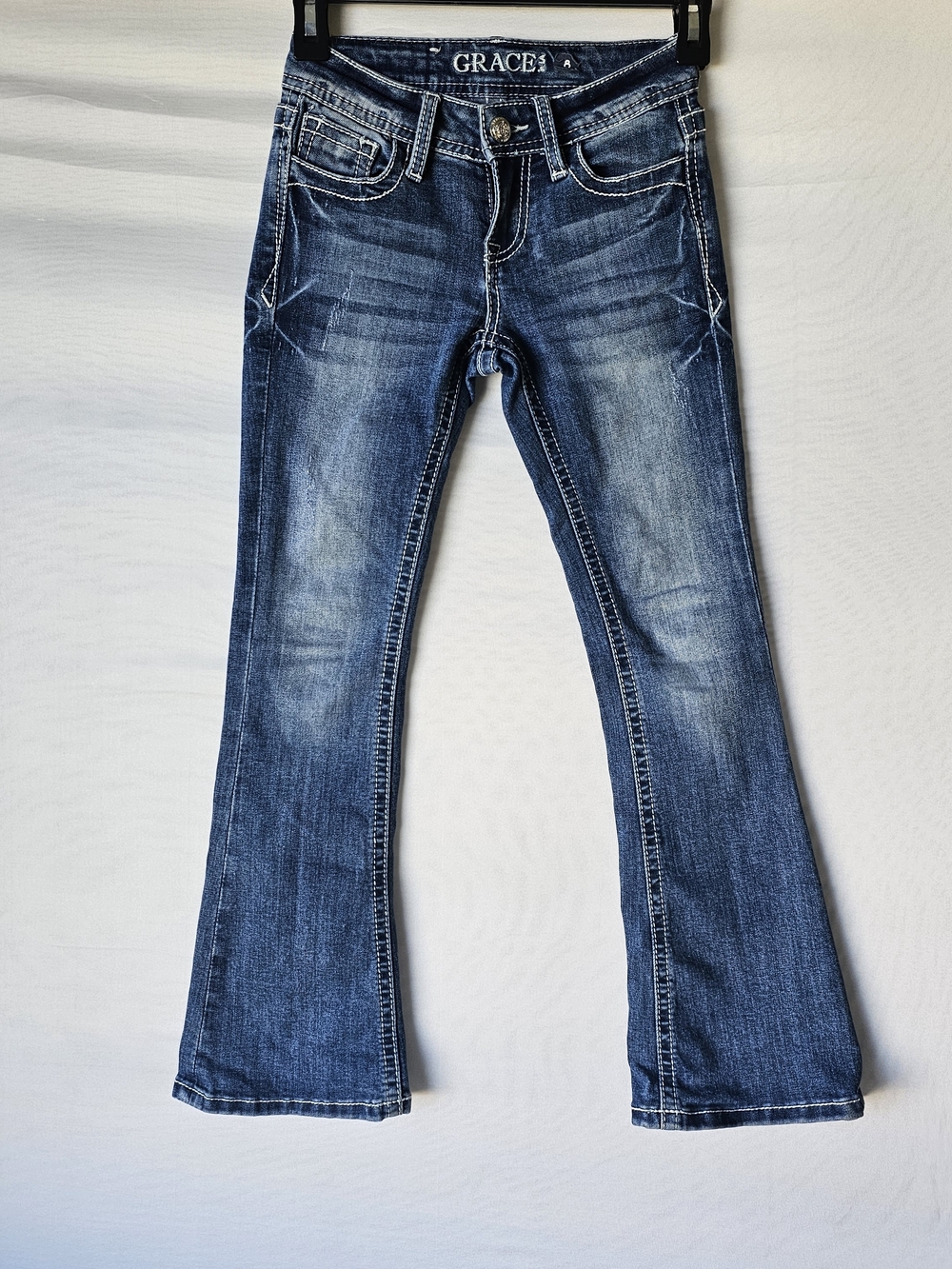 Grace in Blue Girl's Mid-Rise Bootcut Jeans